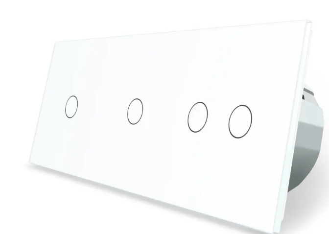 Фото 2 Умный сенсорный ZigBee выключатель 4 сенсора 1-1-2 белое стекло Livolo