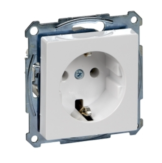 Фото Механизм розетки Schuko Merten System M с заземлением активно-белый MTN2301-0325