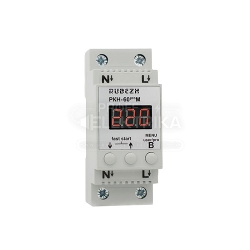 Фото Реле контролю напруги Rubezh РКН-60proМ однофазне 60А на DIN-рейку