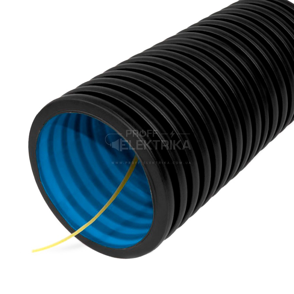 Фото Труба гофрована двостінна ДКС d50/41,5 чорна (100м)