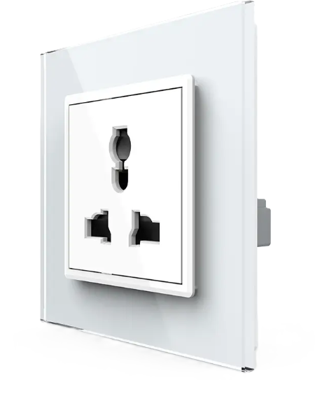Фото Розетка универсальная 12 стандартов в 1 белое стекло Livolo