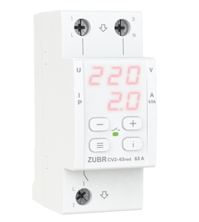 Фото Реле напряжения с контролем тока ZUBR CV2 63 red