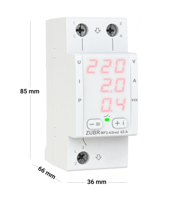 Фото 2 Багатофункціональне реле ZUBR MF2-63 red