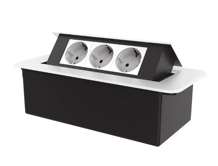 Фото Мебельная розетка тройная с плавным открытием белый Livolo