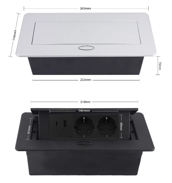 Фото 6 Меблева розетка з плавним відкриттям USB Type-C Power Delivery 36W білий Livolo