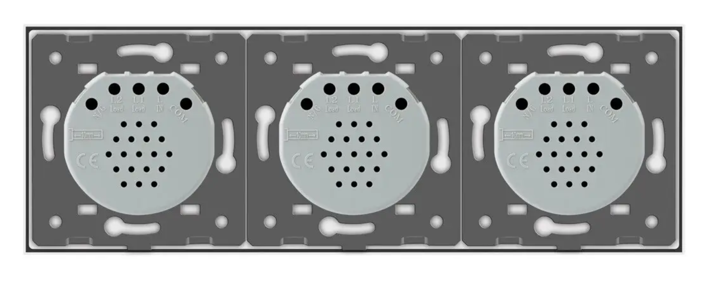 Фото 4 Сенсорний прохідний перехресний вимикач 3 сенсори біле скло 1-1-1 Livolo