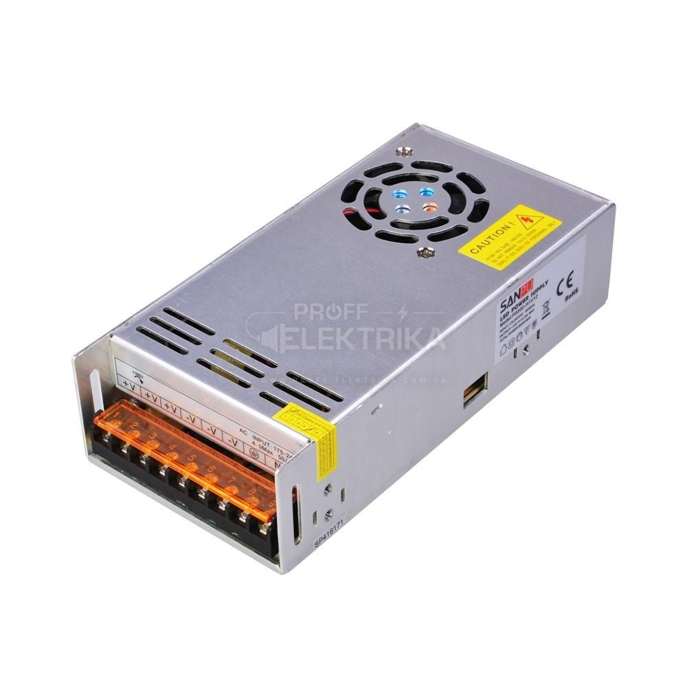 Фото Блок питания 12V 350W 30A M металический перфорированный.