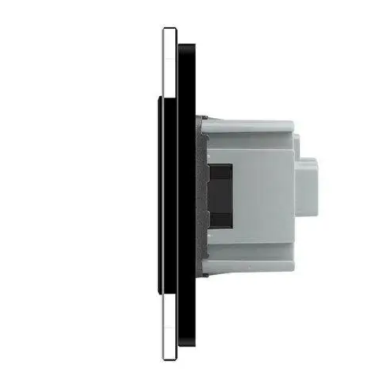 Фото 2 Сенсорний вимикач 2 сенсори 3 розетки чорне скло Livolo