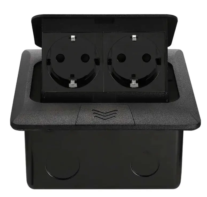 Фото Розетка в підлогу подвійна чорна Livolo