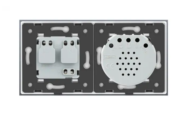 Фото 3 Сенсорный диммер 1 сенсор 1 розетка белое стекло Livolo