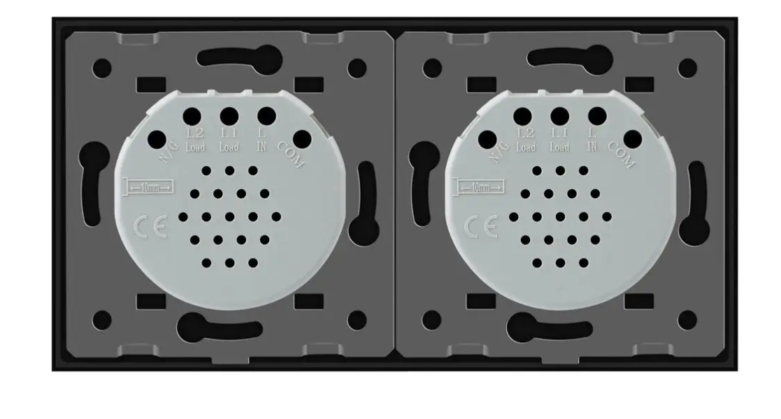 Фото 3 Сенсорний прохідний перехресний вимикач 4 сенсори чорне скло 2-2 Livolo