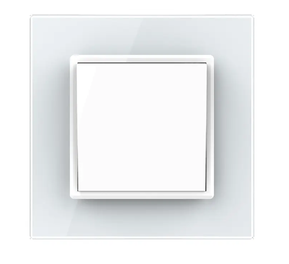 Фото Кнопочный выключатель без фиксации Звоночный выключатель Импульсный выключатель белое стекло Livolo