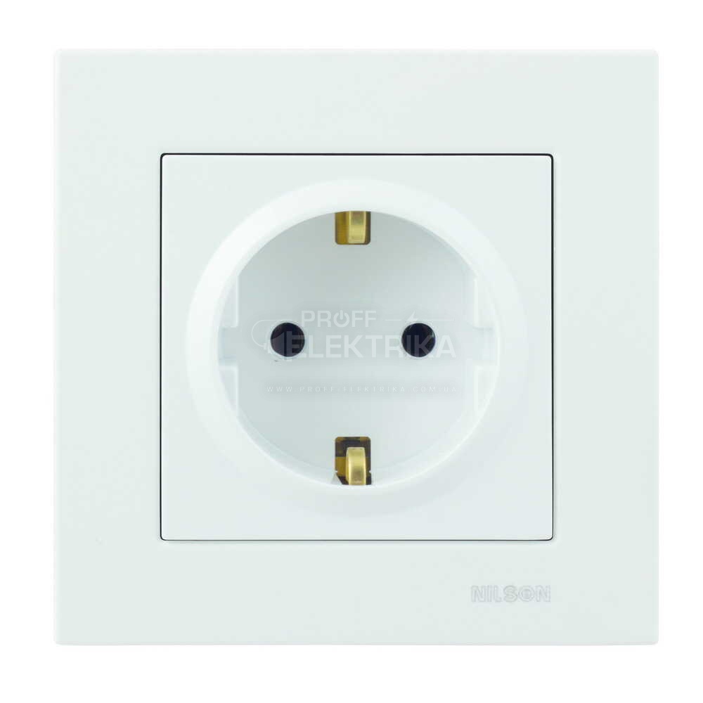 Фото Розетка Біла із заземленням MODA