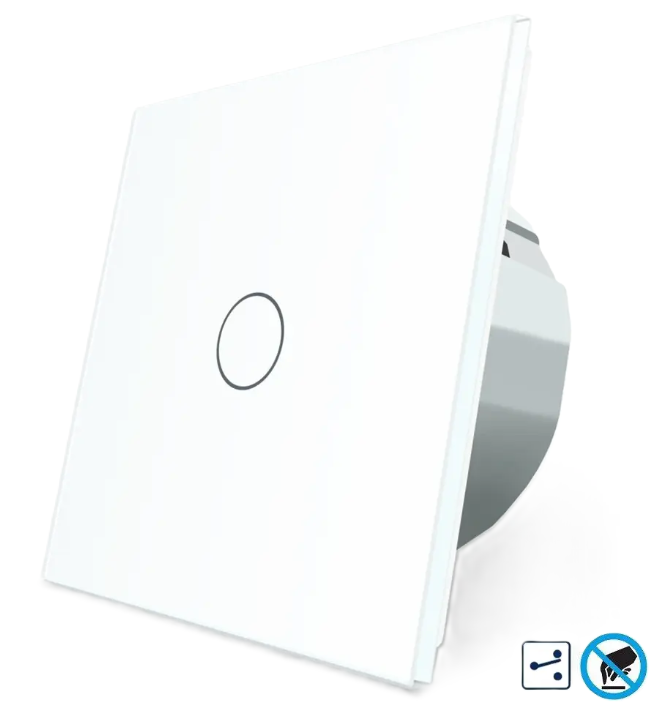 Фото Безконтактний прохідний перехресний вимикач 1 сенсор біле скло Livolo