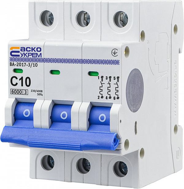 Фото 3 Автоматичний вимикач ВА-2017/С 3P 10A 6кА С Acko