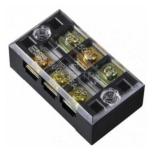 Фото Клеммная колодка защищена карболитовая черная 3 полюса ТВ2503 25 А ACKO