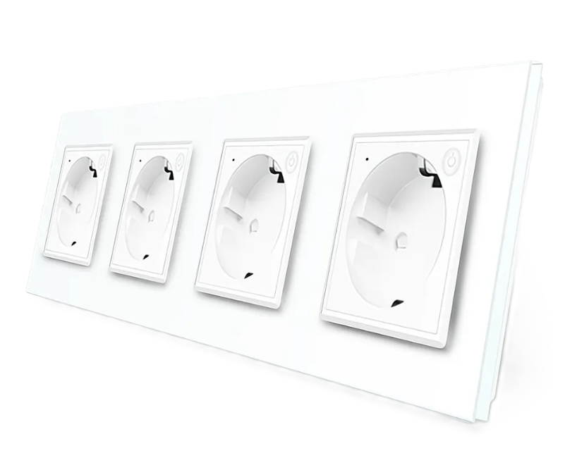 Фото Четырехместная умная розетка ZigBee с заземлением белый Livolo