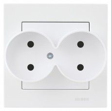 Фото Розетка подвійна Біла без заземлення MODA