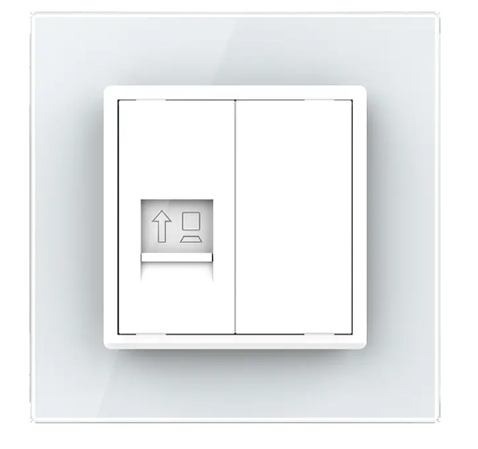 Фото 3 Розетка комп'ютерна RJ-45 біле скло Livolo