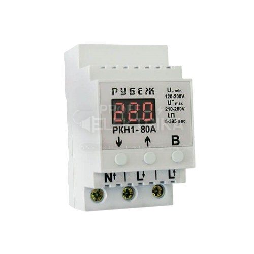 Фото Реле контроля напряжения Rubezh РКН-80pro однофазное 80А на DIN-рейку