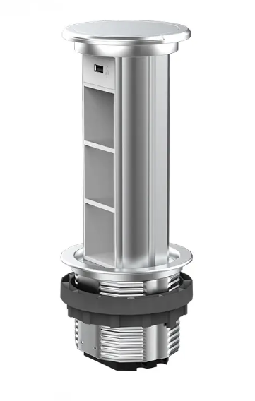 Фото 2 Пустая тройная выдвижная розетка с USB серый Livolo