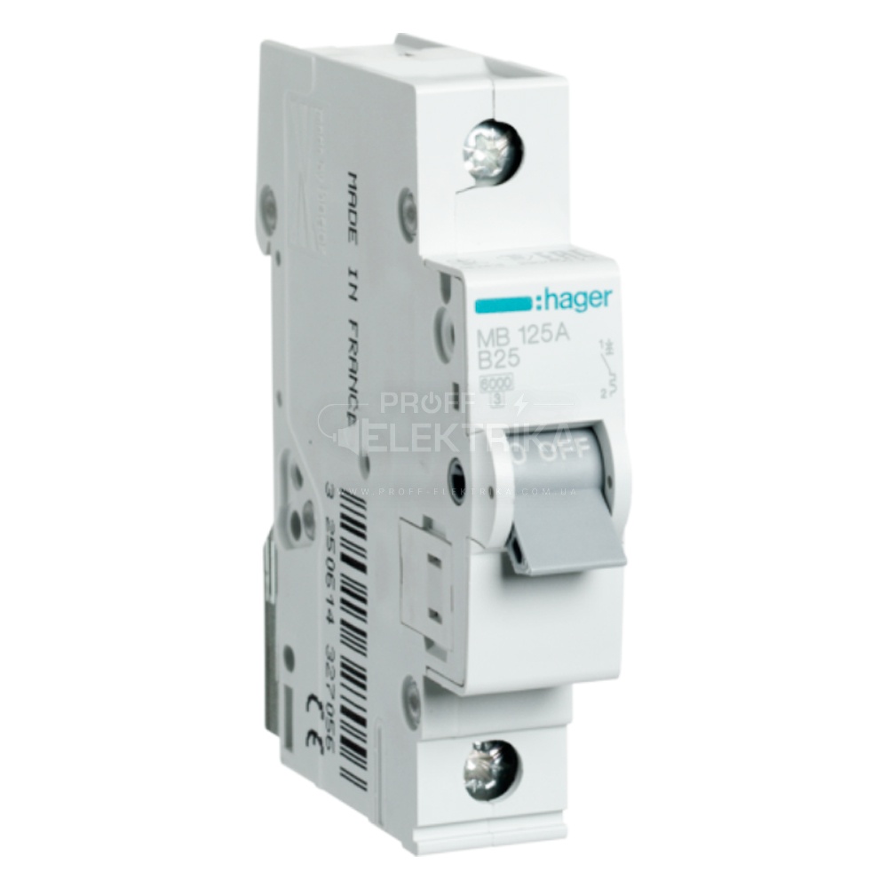 Фото Автоматический выключатель HAGER MB125A 1P 25A 6кА B