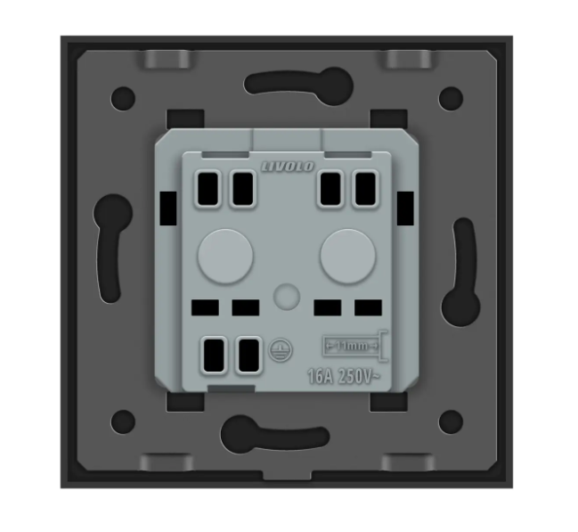 Фото 4 Розетка влагозащитная с крышкой черное стекло Livolo
