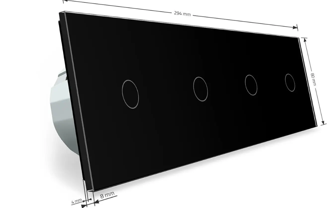 Фото 5 Сенсорний прохідний перехресний вимикач 4 сенсори 1-1-1-1 чорне скло Livolo