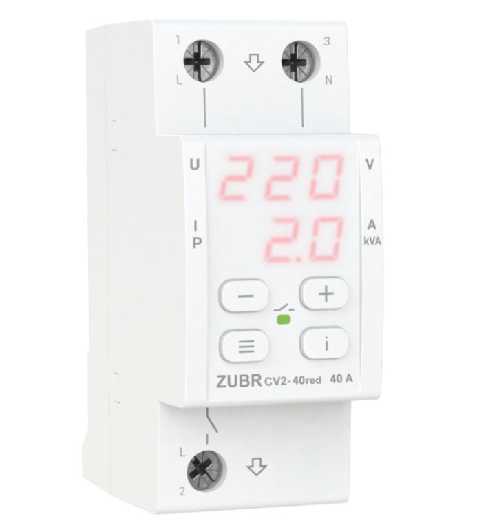 Фото Реле напруги із контролем струму ZUBR CV2 40 red