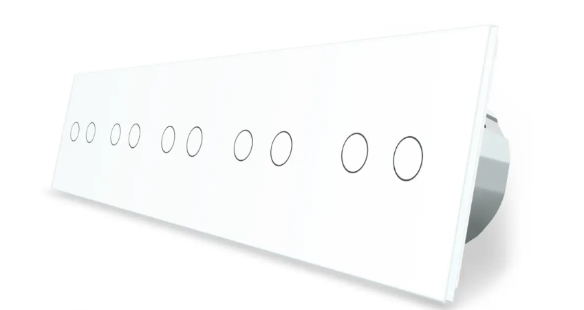 Фото Умный сенсорный ZigBee выключатель 10 сенсоров 2-2-2-2-2 белое стекло Livolo