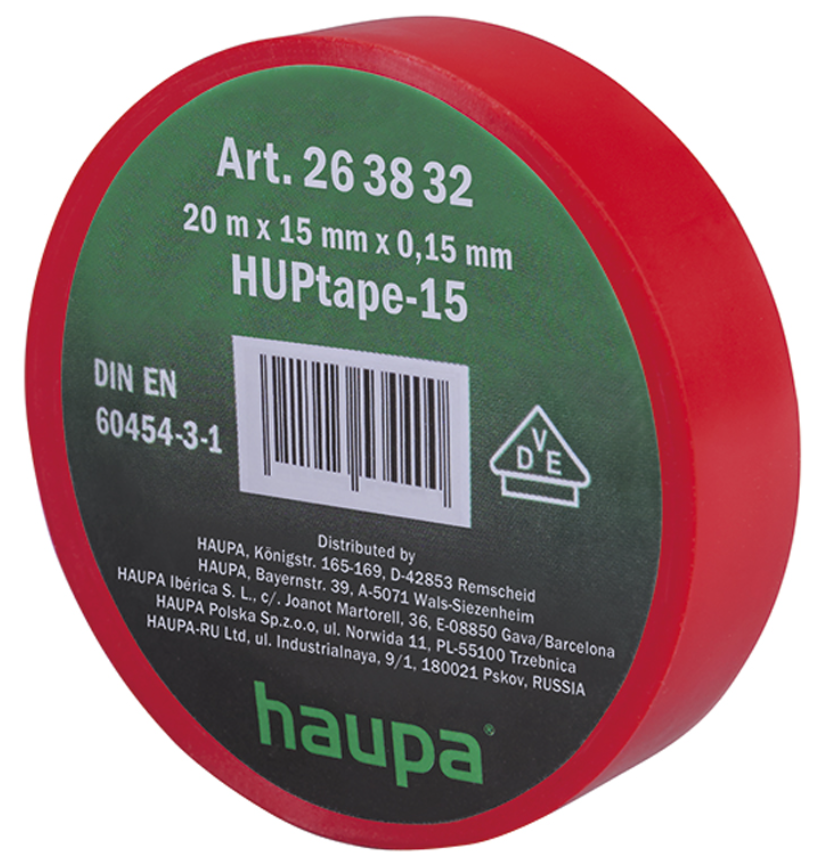Фото Ізолента ПВХ червона 20м/шт HAUPA