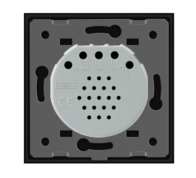 Фото 4 Бесшумный сенсорный проходной/перекрестный выключатель 2 сенсора черное стекло Livolo