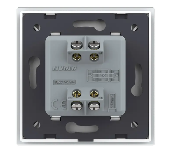 Фото 3 Одноклавішний перехресний вимикач біле скло Livolo