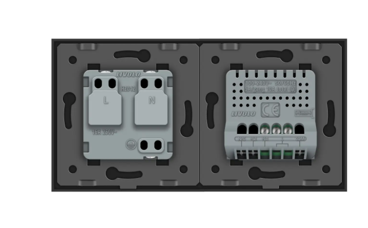 Фото 4 Умный сенсорный ЕС выключатель 1 сенсор 1 розетка черное стекло Livolo