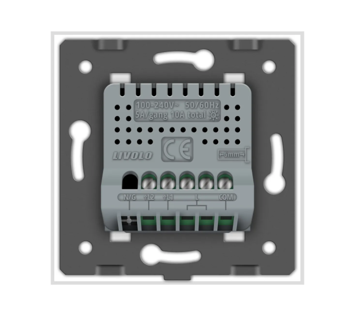 Фото 4 Розумний сенсорний прохідний вимикач EC 2 сенсора біле скло Livolo