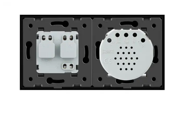 Фото 3 Сенсорний вимикач 1 сенсор 1 розетка чорне скло Livolo