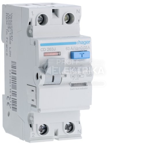 Фото Диференціальне реле ПЗВ (ПЗВ) 2P * 63А 30мА А HAGER