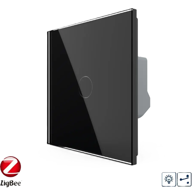 Фото Умный сенсорный проходной димер черное стекло Livolo