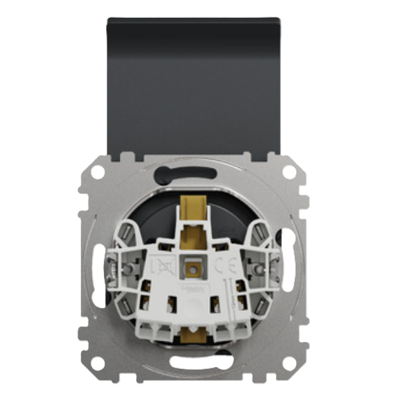 Фото 4 Розетка Sedna Design із заземленням із шторками та кришкою чорна