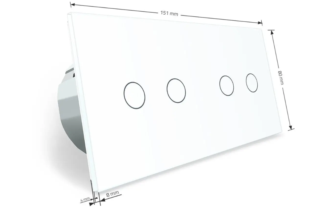 Фото 4 Сенсорний вимикач 4 сенсора 2-2 біле скло Livolo