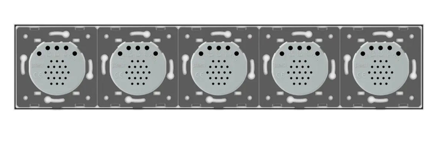 Фото 3 Сенсорний вимикач 5 сенсорів 1-1-1-1-1 біле скло Livolo