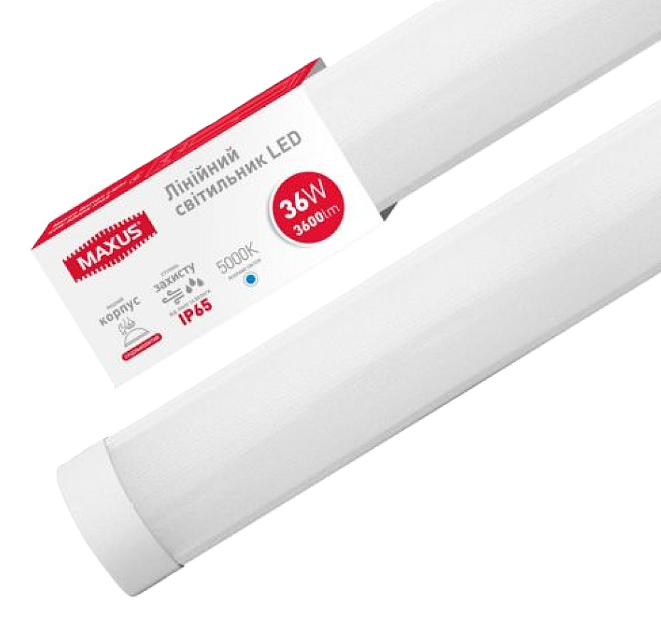 Фото Світильник світлодіодний LED 36W 5000K 1.2m IP65 Batten Light MAXUS