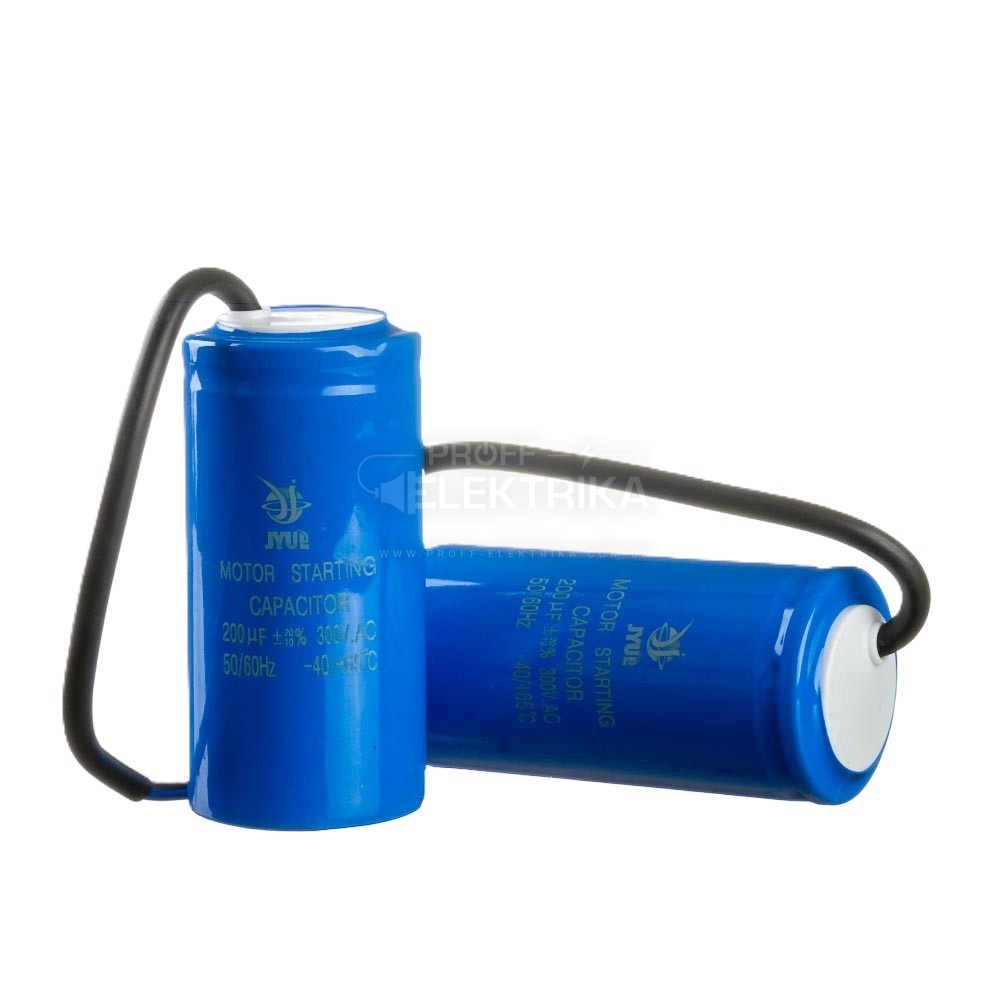 Фото Конденсатор CD-60 250 mkf 300 VAC (±5%) пусковий вивід кабель 50Hz JYUL 50*100 mm