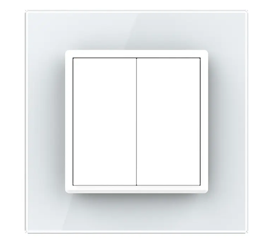 Фото Двухклавишный выключатель белое стекло Livolo