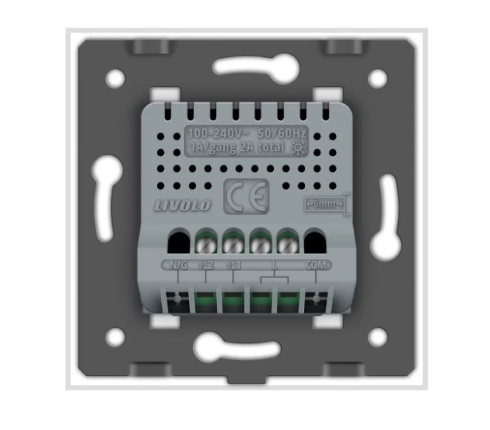 Фото 4 Розумний сенсорний ЕС вимикач 2 сенсори біле скло Livolo