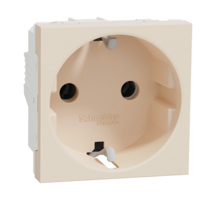 Фото Розетка с заземлением без шторок 16А бежевий винтовой зажим UNICA NEW Schneider Electric