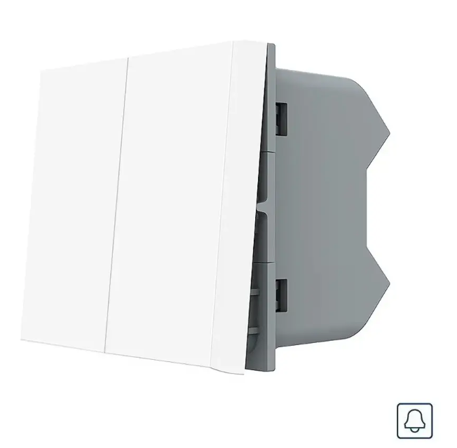 Фото Механізм двоклавішний Кнопковий вимикач без фіксації білий Livolo