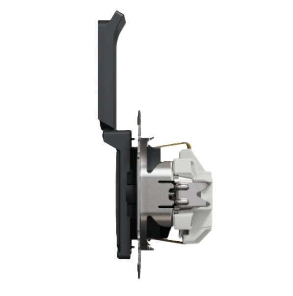 Фото 3 Розетка Sedna Design із заземленням із шторками та кришкою чорна