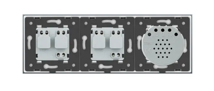 Фото 3 Розумний сенсорний ZigBee вимикач 2 сенсора 2 розетки біле скло Livolo