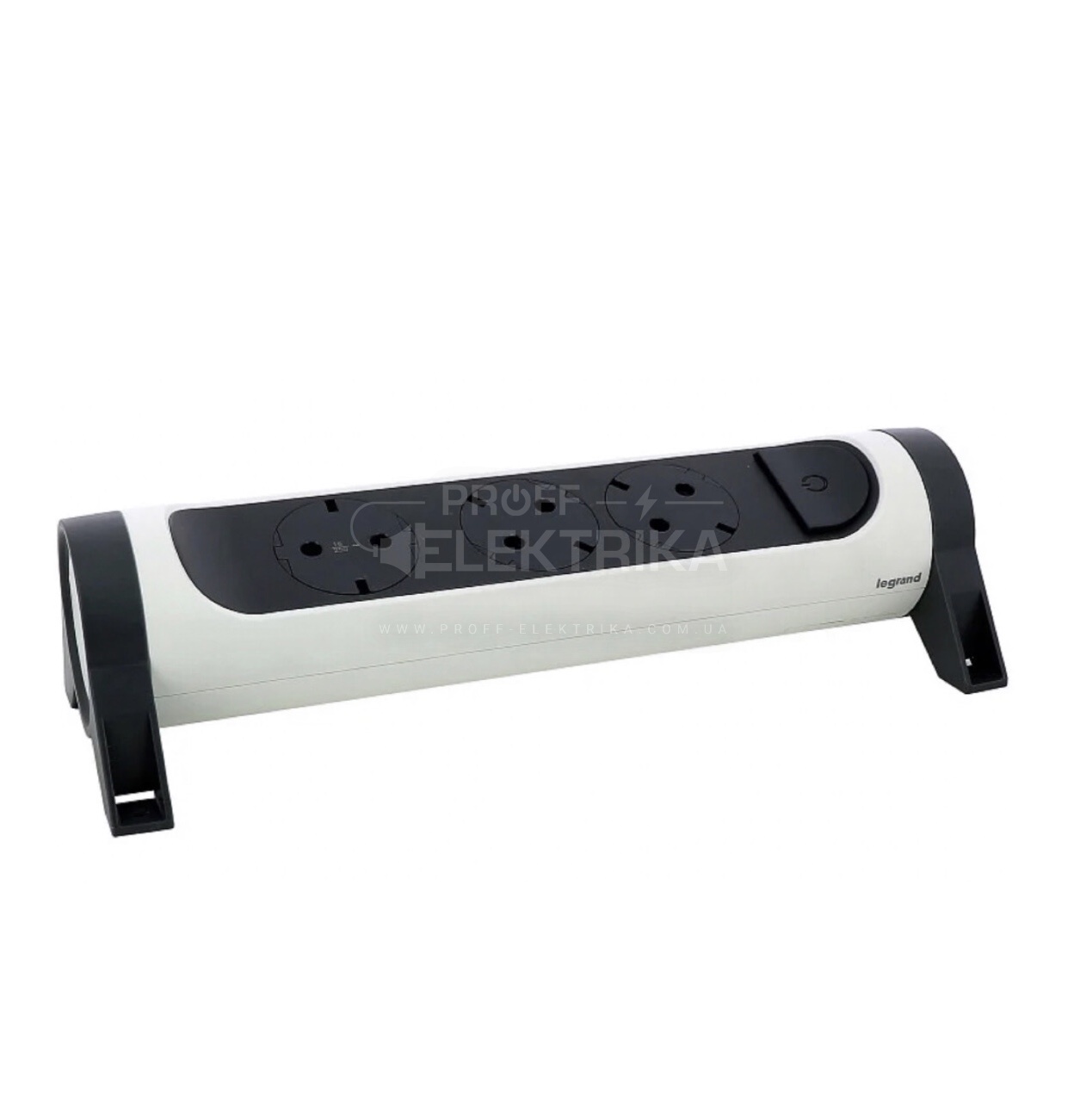 Фото Блок 3 гнезда поворотный с кнопкой Белый/Черный 16А Премиум Legrand